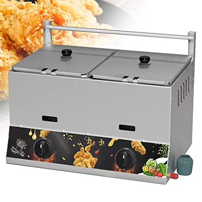 BEIJIAYI Freidora Gas Profunda Encimera Comercial, Freidora Gas Lpg, Deep Fryer Cocina Extraíble Y Lavable, para Papas Fritas Cocina, Pescado Y Camaro