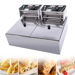 BEIJIAYI Máquina Freidora Cocina para Encimera, Freidora Eléctrica, Capacidad Total: 10L+10L Máquina Deep Fryer Acero Inoxidable con Cesta Y Tapa, par características