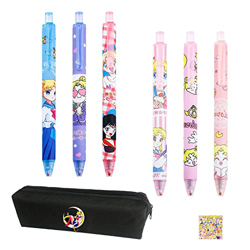 HJYZY 31 unids Moon Girl Gel Pen Cute Anime Pencil Bag Sailor Stickers Bolígrafo Tinta Negra 0.5mm Suministros escolares para niñas en oferta