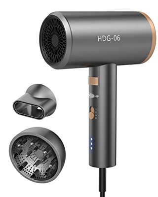 Secador de Pelo Ionico, 1800W Secador Pelo Viaje con Difusor & Concentradores, Secadores Profesionales de Peluqueria Hair Dryer con 3 temperaturas - O