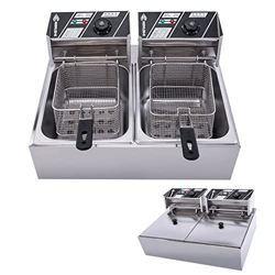 BEIJIAYI Freidora Eléctrica Comercial con Cesta Y Tapa, Freidora Cocina para Mostrador, Deep Fryer Rango Control Temperatura: 60~200 ° C, Capacidad 10 precio