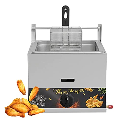 BEIJIAYI Freidora Gas Encimera Gran Capacidad 11l, Freidora Cocina Acero Inoxidable con Cestas, para Pavo, Papas Fritas, Donas Deep Fryer, Fácil Limpi