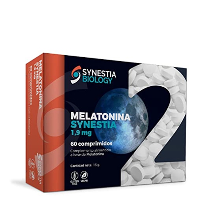 Melatonina Synestia | Melatonina | 60 comprimidos de 250 mg | conciliar el sueño y aliviar desfase horario ( jet lag )| vegan | gluten free