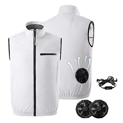 AJEYPMZ Chaleco de refrigeración con Chaqueta de 2 Ventiladores, Traje de Pesca Transpirable con Protector Solar para Exteriores, sin Banco de energía precio