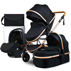 Carrito Bebe, Cochecito Bebe 3 Piezas,Carro Bebe 3 Piezas,Silla de Paseo Ligera hasta 25 Kilos,Silla de Paseo Inglesina,Capazo de bebé(Black) características
