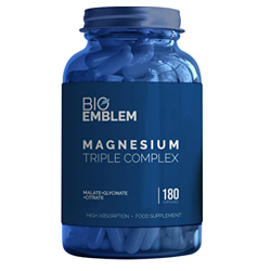 Complejo de triple magnesio BioEmblem | 300 mg de glicinato de magnesio, malato y citrato para relajación muscular, sueño, calma y energía | Alta abso características