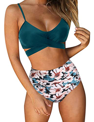 Vancavoo Bikini Traje de Baño Mujer Push Up Sexy Correas Cruzadas Vendaje Anudado Tops Bragas de Cintura Alta Talla Grande Bañador de Dos Piezas Conju características