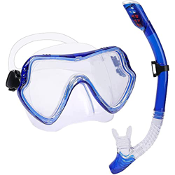 Juego de esnórquel de alta calidad para adultos, máscara de buceo para buceo, máscara de esnórquel en seco, azul transparente y azul transparente características