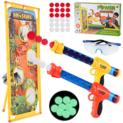 Herefun Juego de Tiro para Niños, 2 PCS Pistola de Juguete, Juegos de Tiro al Blanco al Aire Libre con 24 Bolas de Espuma + Blanco de Tiro de Pie + Ga características