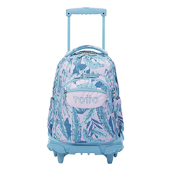 TOTTO Mochila escolar con ruedas plantas tropicales Renglones de color Verde en oferta