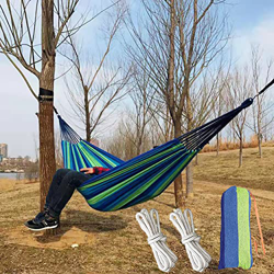 Hamaca de jardín de algodón, 280 cm x 80 cm, hamaca de jardín, hamaca de camping, capacidad de carga, 300 kg, hamaca ligera para jardín interior al ai precio