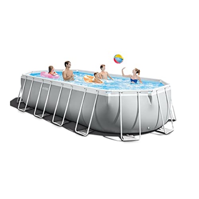 YibaoKids Marco del círculo al Aire Libre sobre la Piscina Redonda del Suelo con Elemento de Filtro y Bomba de Filtro, Marco de Acero de alimentación 