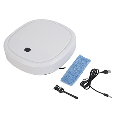 Aspiradora de Piso, Fácil Control 2400mAh Batería Robot Aspirador 442ml Caja de Polvo 1200Pa Detección de Obstáculos para el Hogar(blanco)