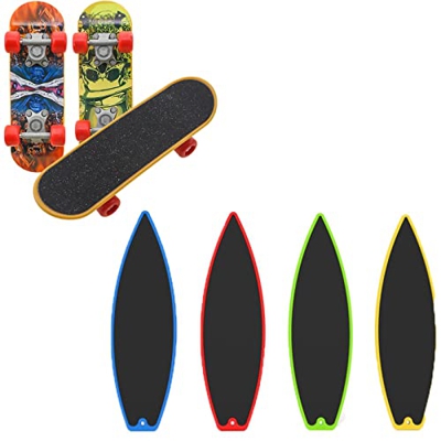 Tabla de surf de dedo de 4 piezas, mini tabla de surf portátil y ligera, incluye patineta de dedo de 3 piezas, alivia el estrés y la ansiedad para jóv