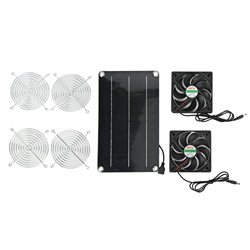 Gedourain Ventilador Solar, Ventilador Solar Dual DC 12V Seguro con Panel Solar para Casa de Mascotas precio