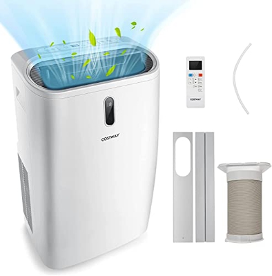 COSTWAY Aire Acondicionado Portátil 5 en 1, Deshumidificador Calentador Ventilador, Temporizador 24 Horas y 3 Velocidades, Aire Acondicionado con WiFi