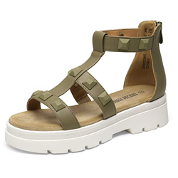 DREAM PAIRS Sandalias Planas de Plataforma para Mujer Zapatos Comodas de Tacon Bajo Sandalias Romanas Clásicos de Punta Redonda Verano Verde Militar/P en oferta