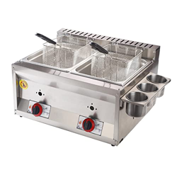 SAIAODI Freidora Industrial, Freidora Profunda con Cesta, Freidora Profunda de Acero Inoxidable con Tapa, Freidora de Gas Profesional para Restaurante en oferta
