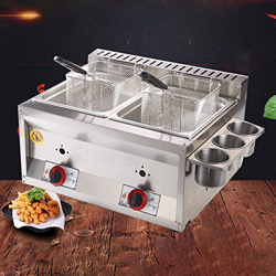 SAIAODI Freidora Gas, Freidora Doble con 2 Cestas, Freidora Comercial, Freidora de Acero Inoxidable para Restaurante Comercial Cocina Casera precio
