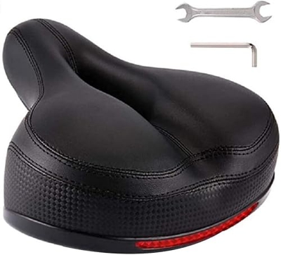 Asiento universal de confort for bicicleta, sillín de asiento de bicicleta con adhesivo reflectante Bicicleta de montaña Espesar Cojín suave Herramien