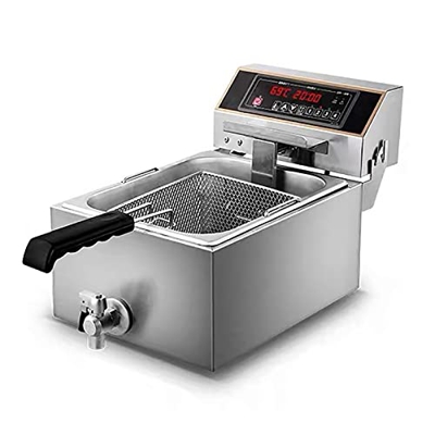 ZYFC Freidora de 3000W con Pantalla Digital Inteligente, Freidoras Eléctricas de Encimera de 10 L, Tapa y Grifo de Drenaje de Aceite, 4 Modos de Calef