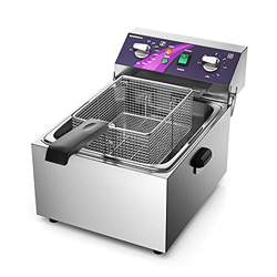 ZYFC Freidora Eléctrica Freidoras Profunda de Acero Inoxidable con Cesta y Tapa, Calentamiento Rápido, Temperatura Constante Automática, Ajuste de Tie precio