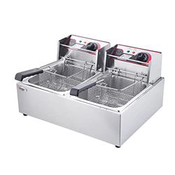 ZYFC Freidora Comercial Freidora Profunda de Acero Inoxidable con Capacidad de Limitador de Temperatura de 1-2 Cestas y Tapas, Calentamiento Rápido, F características