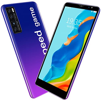 Smartphone Android10 5.72 pulgadas de pantalla grande RAM512MB+ROM4GB con desbloqueo facial y trasero (azul, talla única)