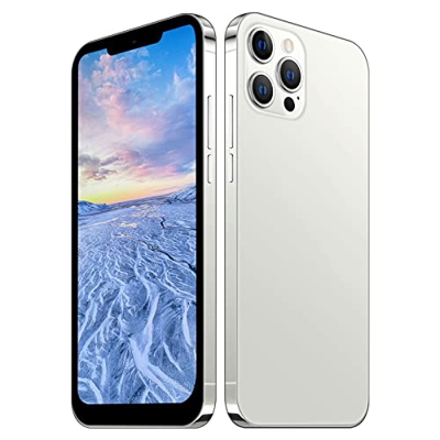 Smartphone Android10 6.3 pulgadas pantalla grande RAM12GB+ROM512GB con desbloqueo facial y 3 cámaras traseras (blanco, talla única)