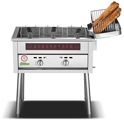 Freidora Industrial Hosteleria con 3 Cestas y Bandeja de Drenaje, Freidora de Pavo con Cesta y Soporte, Freidora con Drenaje, Soporte Desmontable, Fre