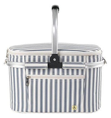 ALLCAMP - Cesta térmica para la compra (22 L, con bolsa extraíble, color blanco y azul