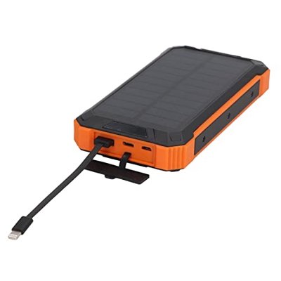 Omabeta Banco de Energía Solar a Prueba de Agua, Uso Amplio del Banco de Energía Solar con Luz LED ABS Naranja 5V con Cable Tipo C para Caminar