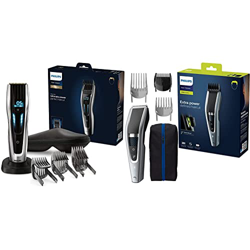 Cortapelos Philips Hair Clipper Series 9000 con interfaz de cambio digital + Hairclipper series 5000 Cortapelos lavable Tecnología Trim-n-Flow PRO en oferta