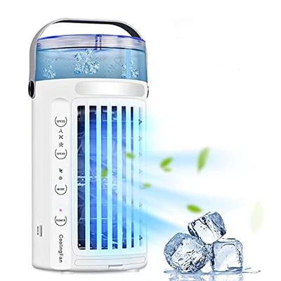 VVLXRIC Mini Aire Acondicionado USB, Enfriador De Aire 4 En 1 Aire Acondicionado Portatil Agua, Utilice Solo Agua Limpia Mini Congelador - para El Dor