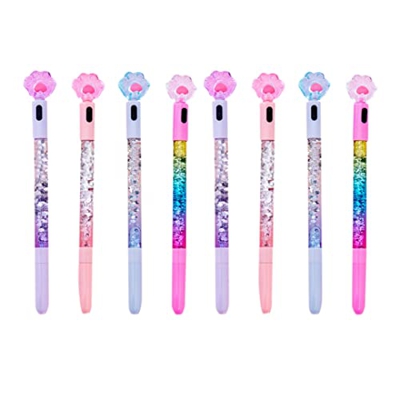 Obelunrp Pensas de Rollerball de Gel de Tinta Negra de 8 Piezas Pensas Divertidas, bolígrafos Luminosos Luminosos de 0.5 mm Gato, bolígrafos de Gel de