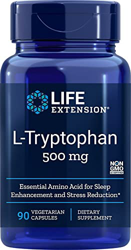 Life Extension, L-triptófano, 500mg, dosis alta, 90 cápsulas veganas, Probadas en Laboratorio, Sin Gluten, Vegetarianas, Sin Soja, Sin OGM en oferta