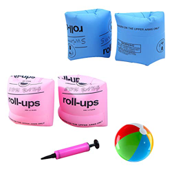 4 brazaletes inflables de natación, mangas flotantes de doble bolsa de aire, mangas flotantes, brazaletes flotantes, con 1 mini cartucho inflable y 1  características