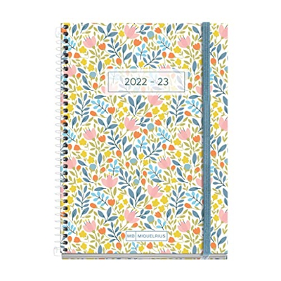 MIQUELRIUS - Agenda septiembre 2022 junio 2023 - Semana Vista - Tamaño Activa 11,7 x 17,4 cm - Bilingüe: español, inglés - Teen - Flores