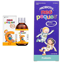 NEO PEQUES C + Complemento alimenticio con Vitamina C y Zinc, 150 ml + Probioticos 8 Viales en oferta