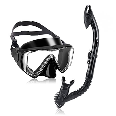 Gafas de Buceo Juego de dos piezas de esnórquel Snorkel completamente seco Gafas de buceo Máscara antivaho Máscara de esnórquel de natación de marco g