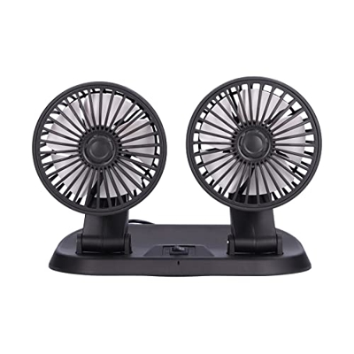 Ventilador eléctrico de doble cabeza alimentado por USB, ventilador de enfriamiento de 5 aspas giratorio de 360 ​​° con etiqueta de número de estacion