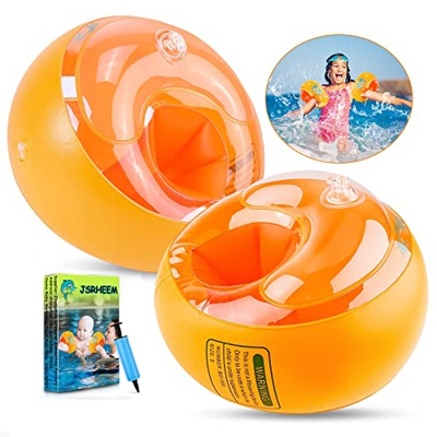 JSRHEEM Brazalete Hinchable para natación, Un par Manguitos Piscina Niño, Manguitos de Natación para Niños con inflador, La Ayuda de natación bebés y 