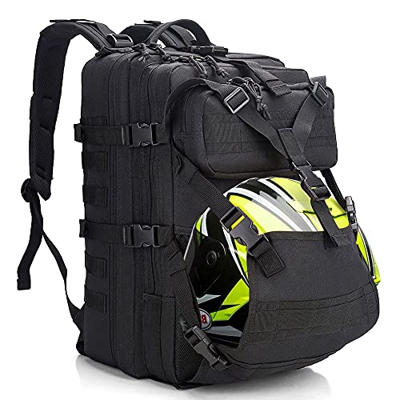 YOUNGOA Mochila Moto Hombre, Mochila Militar Tactica, Negra Impermeable Bolsa Casco Moto, Portátil Mochila Trekking para Supervivencia, Acampada