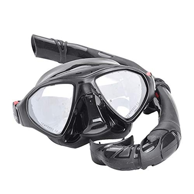 YGJD Gafas de Buceo Adultos y jóvenes en seco del Tubo respirador Gafas Protectoras Traje Equipo de Snorkel Anti-Niebla Panorámica de Silicona sin Fug