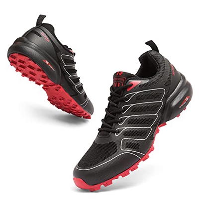 Zapatillas de correr para hombre, transpirables, para senderismo, senderismo, senderismo, arco de apoyo al aire libre, Red, 39 2/3 EU