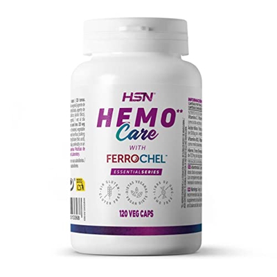 Ferrochel™ Bisglicinato de Hierro - 30 MG = 1 Cápsula - Hemo Care de HSN | 120 Cápsulas Vegetales de Hierro de ALTA Absorción con Vitamina C + B12 + Á