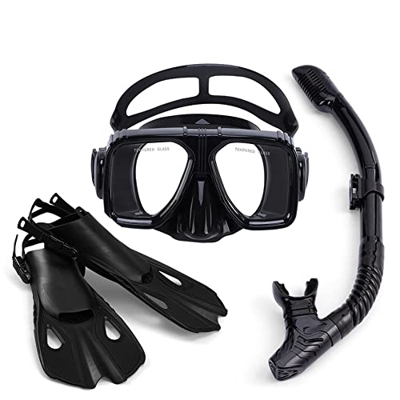 Gafas de Buceo Traje de esnórquel Equipo de deportes al aire libre for adultos Aletas de natación profesionales gratis Gafas de buceo Conjunto de tres