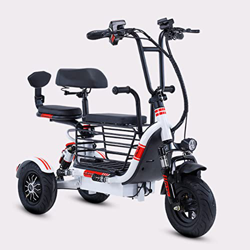 YXGLL Triciclo eléctrico pequeño Mini para Recoger y Dejar en el hogar Scooter Plegable de Tres plazas para Hombres y Mujeres para niños (White 20A) en oferta