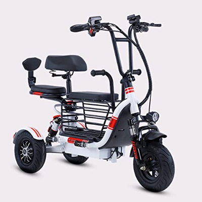 YXGLL Triciclo eléctrico pequeño Mini para Recoger y Dejar en el hogar Scooter Plegable de Tres plazas para Hombres y Mujeres para niños (White 20A)