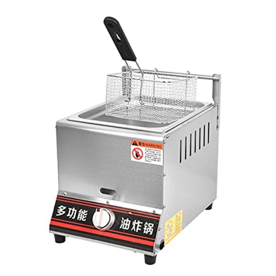 SAIAODI Freidora de Gas Comercial Profesional, Freidoras para el Hogar con Cesta, Freidora de Gas de Acero Inoxidable para Restaurante Comercial Encim